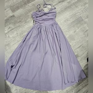 Lilac Strapless Ruched Maxi Dress